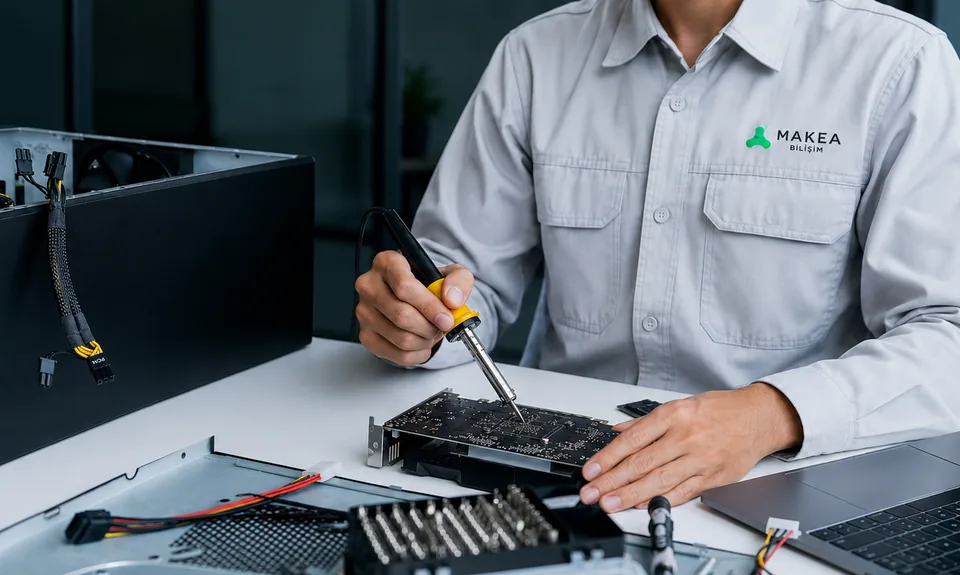 MAKEA Bilişim teknik servis çalışma alanı